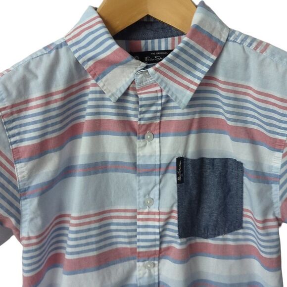 Ben Sherman Short Sleeve Striped Button Down Shirt - Picture 3 of 3